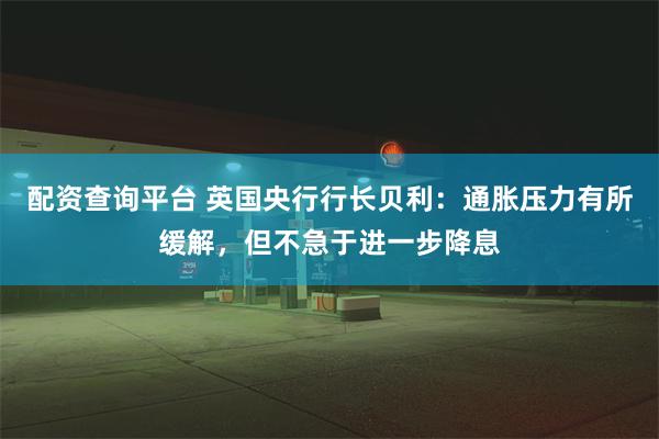 配资查询平台 英国央行行长贝利：通胀压力有所缓解，但不急于进一步降息