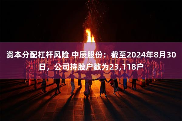 资本分配杠杆风险 中辰股份：截至2024年8月30日，公司持股户数为23,118户