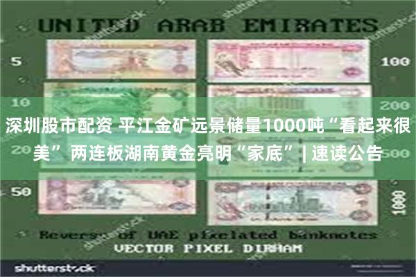 深圳股市配资 平江金矿远景储量1000吨“看起来很美” 两连板湖南黄金亮明“家底” | 速读公告